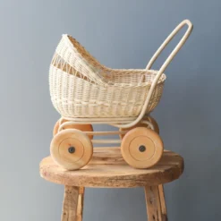 Poppie Toys Rattan Doll Pram Stroller *New*