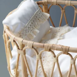 Poppie Toys Poppie Rattan Doll Crib + Duvet Set