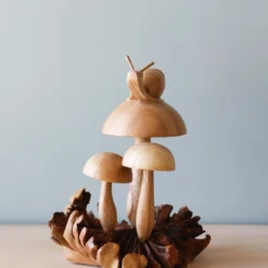 Odin Parker *New* Handmade Wooden Mushrooms With Snail