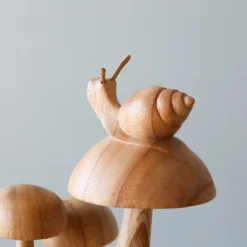 Odin Parker *New* Handmade Wooden Mushrooms With Snail