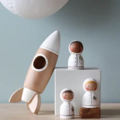 Vendor-unknown Handmade Wooden Rocket & Astronaut