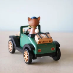 Wooderful Life Wooden Fox Driving A Car Music Box