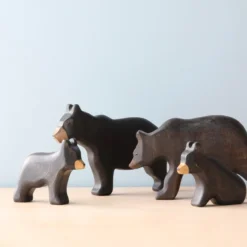 Forest Melody *New* Handmade Wooden Black Bear Family