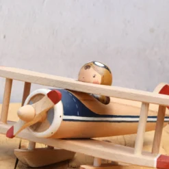 Gnezdo Handmade Wooden Airplane With Pilot
