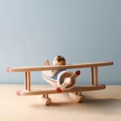Gnezdo Handmade Wooden Airplane With Pilot