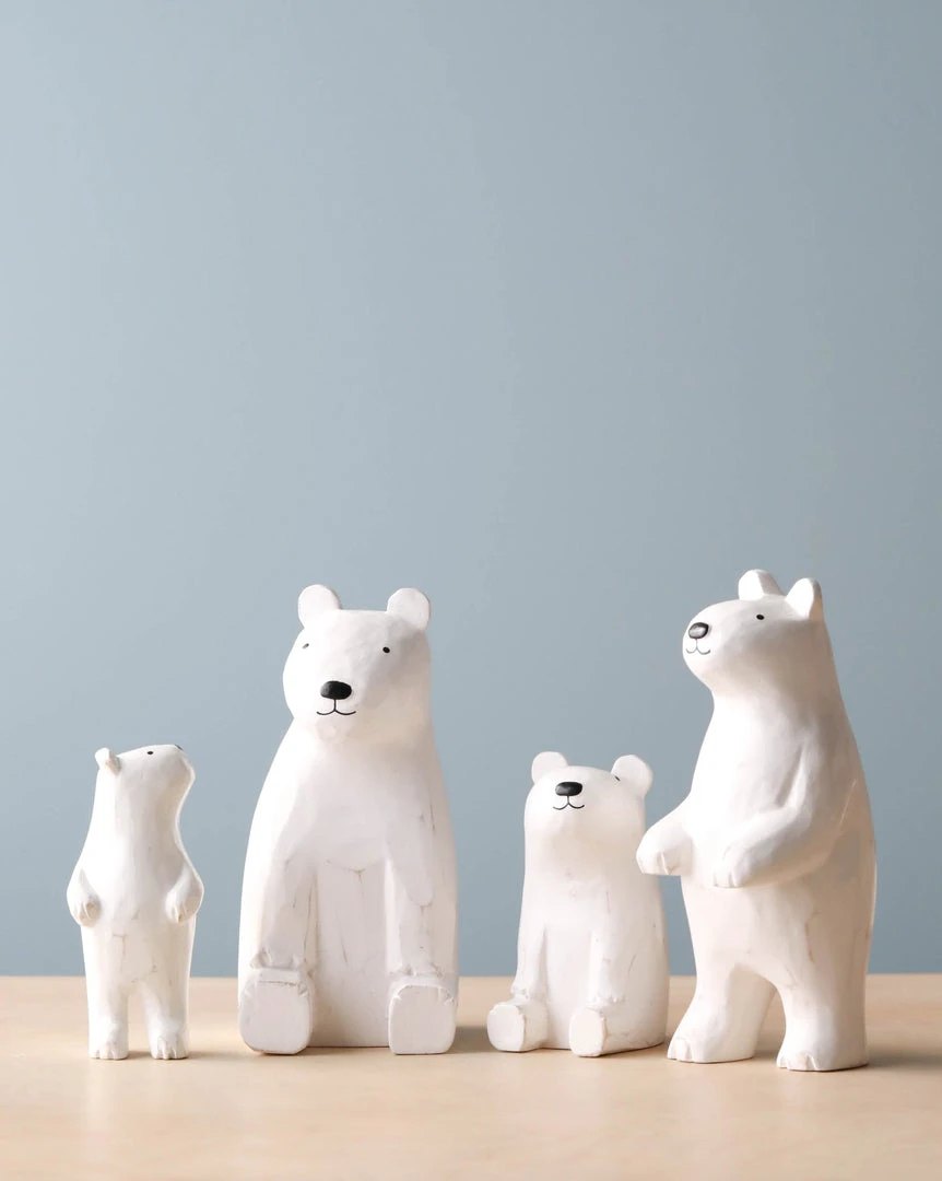 Pole Pole *New* Wooden Polar Bear Family 3 Pole Pole *New* Wooden Polar Bear Family