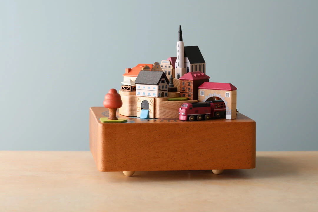 Wooderful Life Wooden Train Music Box - European Town *New* 4 Wooderful Life Wooden Train Music Box - European Town *New*