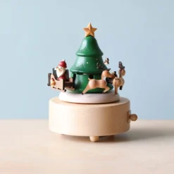 Wooderful Life Santa & Reindeer Music Box *New*
