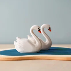 Bumbu Toys *New* Handmade Wooden Swans In A Lake