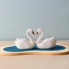 Bumbu Toys *New* Handmade Wooden Swans In A Lake 1 Bumbu Toys *New* Handmade Wooden Swans In A Lake