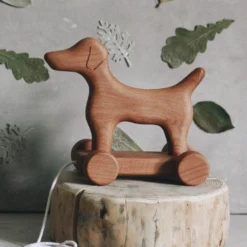 Outlet Handmade Wooden Dog Pull Toy Wooden Animals