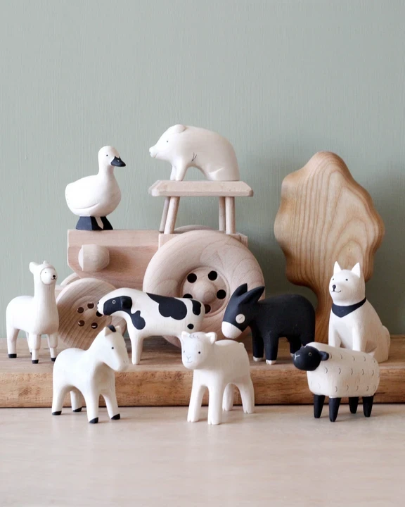 T-Lab Handmade Tiny Wooden Farm Animals 3 T-Lab Handmade Tiny Wooden Farm Animals
