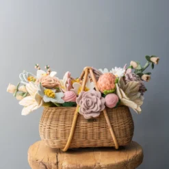 Odin Parker *New* Large Basket Of Felt Spring Flowers