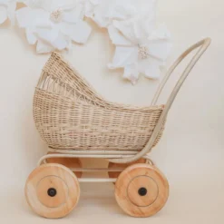 Poppie Toys Rattan Doll Pram Stroller *New*