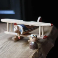 Gnezdo Handmade Wooden Airplane With Pilot