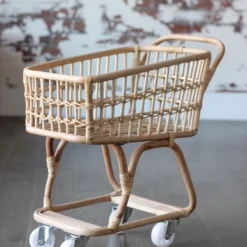 Poppie Toys *New* Rattan Grocery Shopping Cart