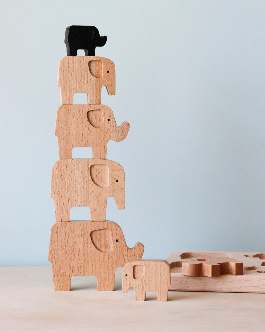 Bajo Wooden Elephant Puzzle & Stacker *New* 3 Bajo Wooden Elephant Puzzle & Stacker *New*