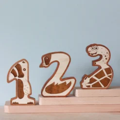Circle Solid *New* Wooden Animal Numbers (0-9) - Made In USA