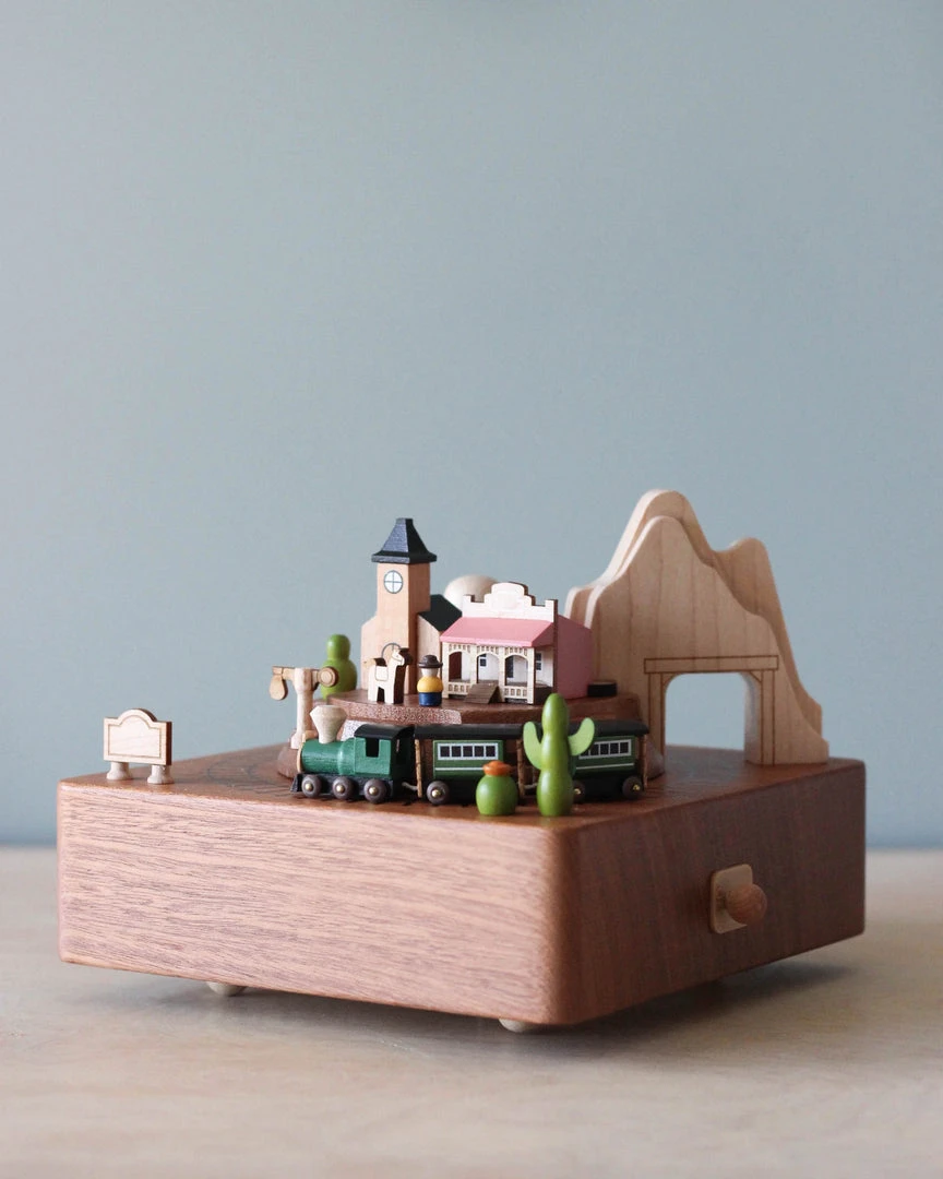 Wooderful Life *New* Wooden Train Music Box - Western Town 4 Wooderful Life *New* Wooden Train Music Box - Western Town