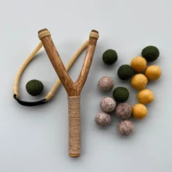 Wee Playful Sales 10 Hella Slingshot Handmade Slingshot & Felt Balls