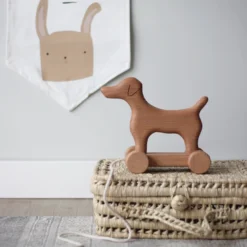 Outlet Handmade Wooden Dog Pull Toy Wooden Animals
