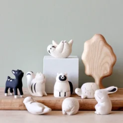 Wee Playful Sales 6 T-Lab Handmade Tiny Wooden Forest Animals Wooden Toys