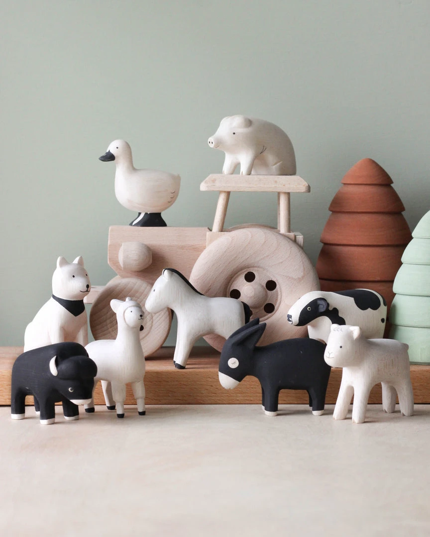 T-Lab Handmade Tiny Wooden Farm Animals 12 T-Lab Handmade Tiny Wooden Farm Animals