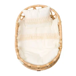 Poppie Toys Poppie Rattan Doll Crib + Duvet Set