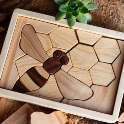 Cocoletes Handmade Double Layer Wooden Puzzle - Beehive