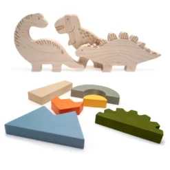 Briki Vroom Vroom Wooden Dinosaur Set