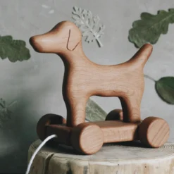 Outlet Handmade Wooden Dog Pull Toy Wooden Animals